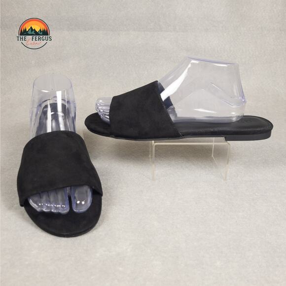 NWOB J Crew Factory One Strap Slide Sandals Black BG566 Women’s Size 10 - Picture 1 of 9